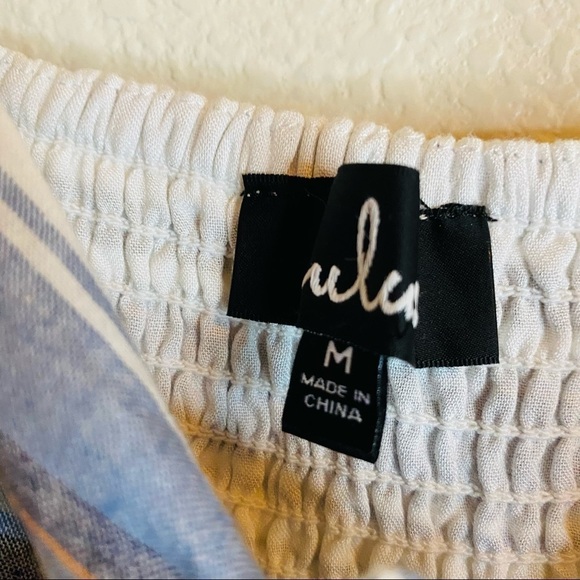 Lulus Blue Striped Knotted Front Midi Dress Sz:M - Picture 6 of 6